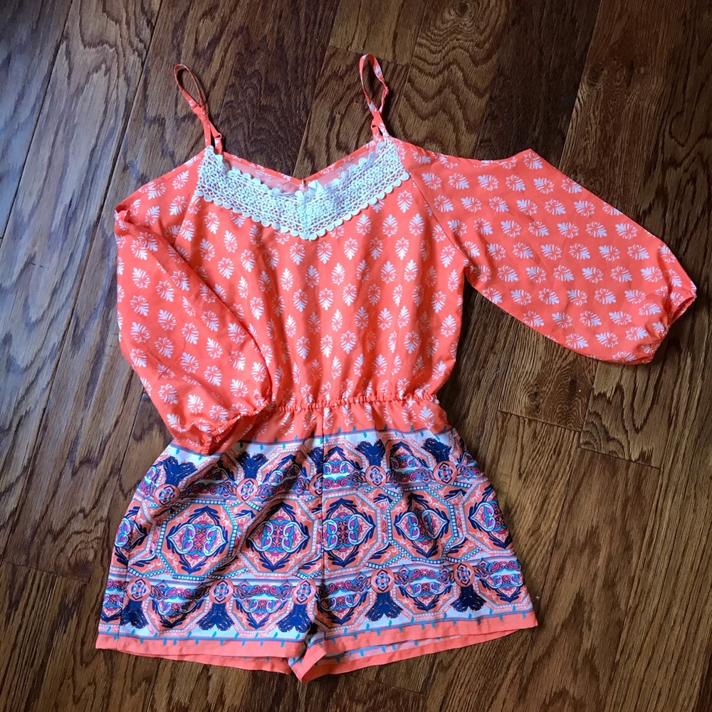 Orange Off the shoulder Romper
